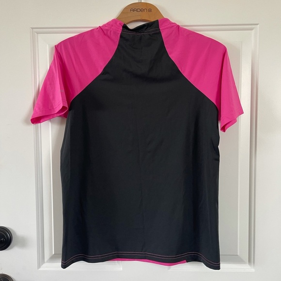 Nike women’s color block dri fit rash guard swim suit medium - Picture 4 of 5